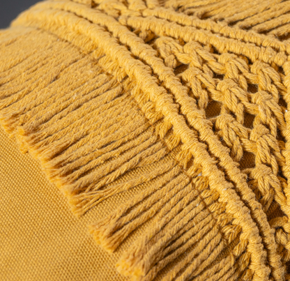 Cojín Macrame Mostaza